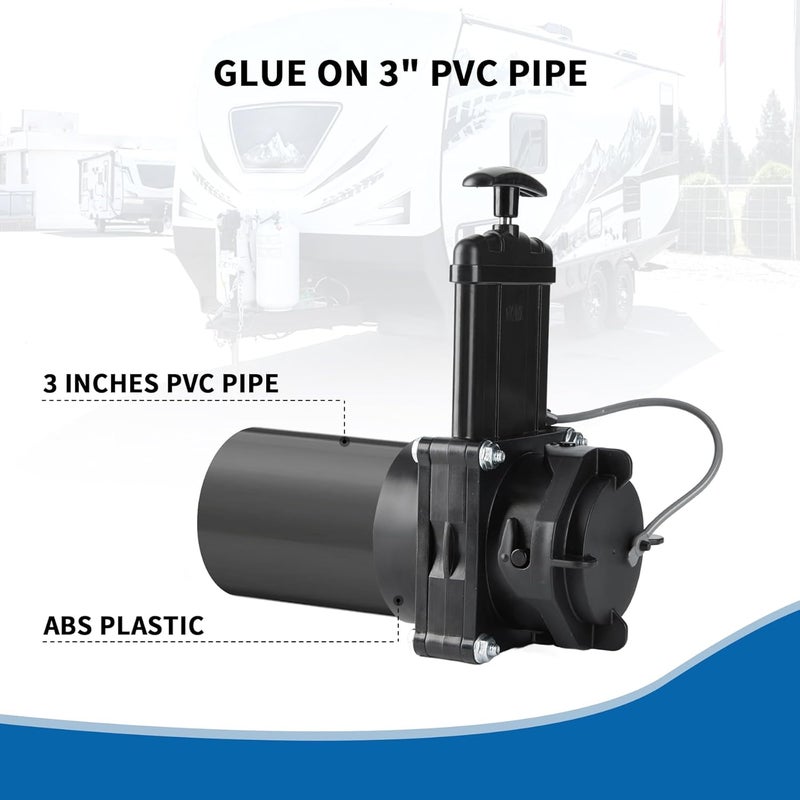GLOBIZ RV Gate Valve 3-Inch Hub to 3-Inch Lug with Cap Glue on 3" PVC Sewer Pipe with Cement UV-Resistant Plastic Made(1Pack) Black(8051) - Image 3